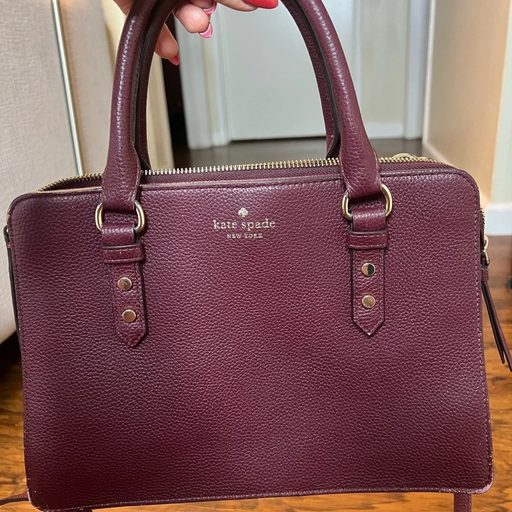 Kate Spade Burgundy Leather Handbag - Picture 2 of 10